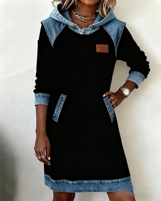 Vestido Casual Brooklyn™ con Capucha y Detalles Denim