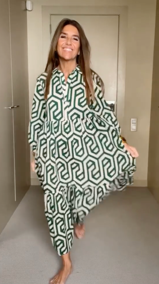 Maria - Vestido Midi con Estampado Geométrico