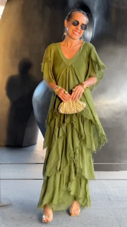 VESTIDO MAXI LUNA DRAPEADO