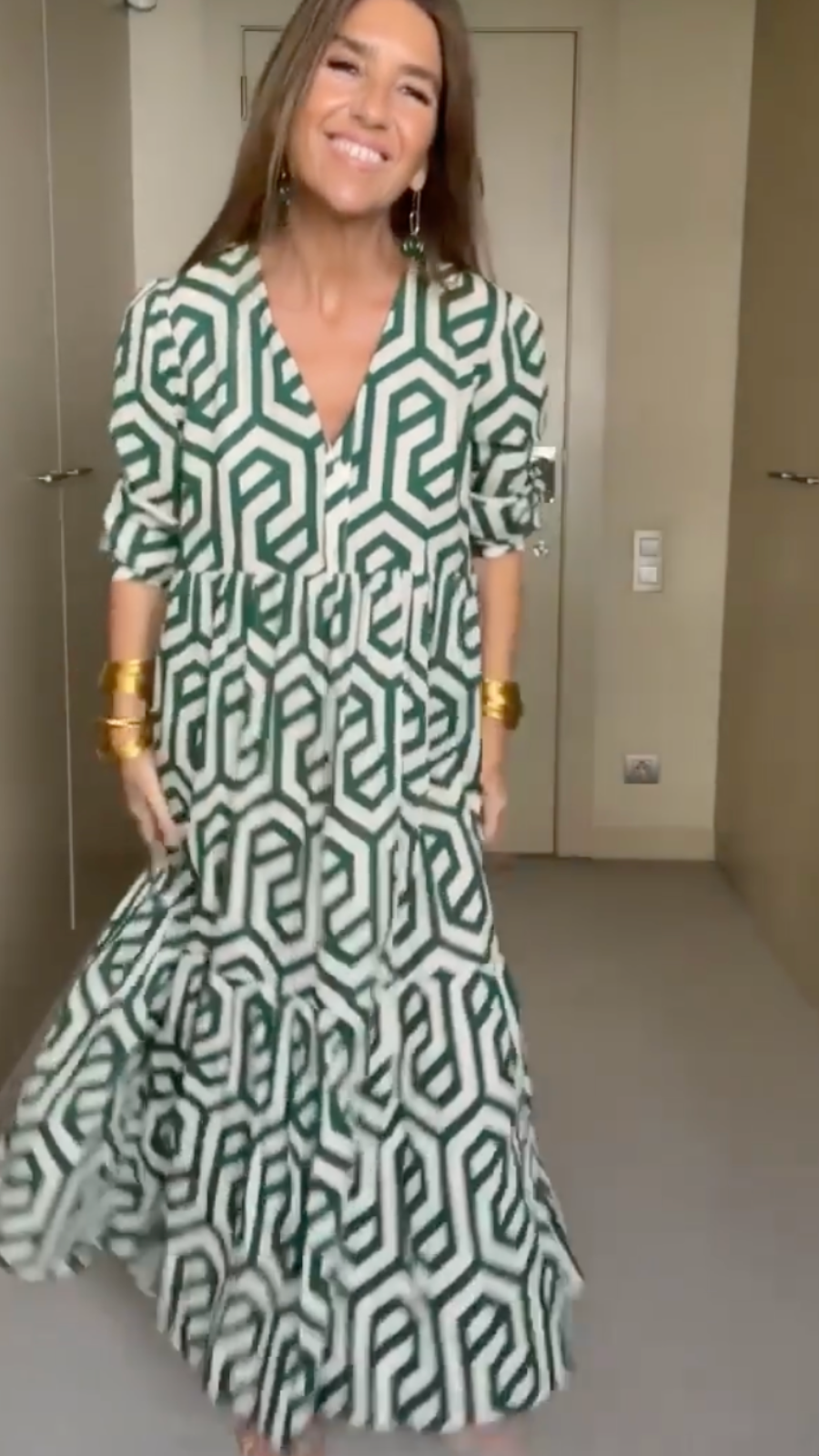 Maria - Vestido Midi con Estampado Geométrico