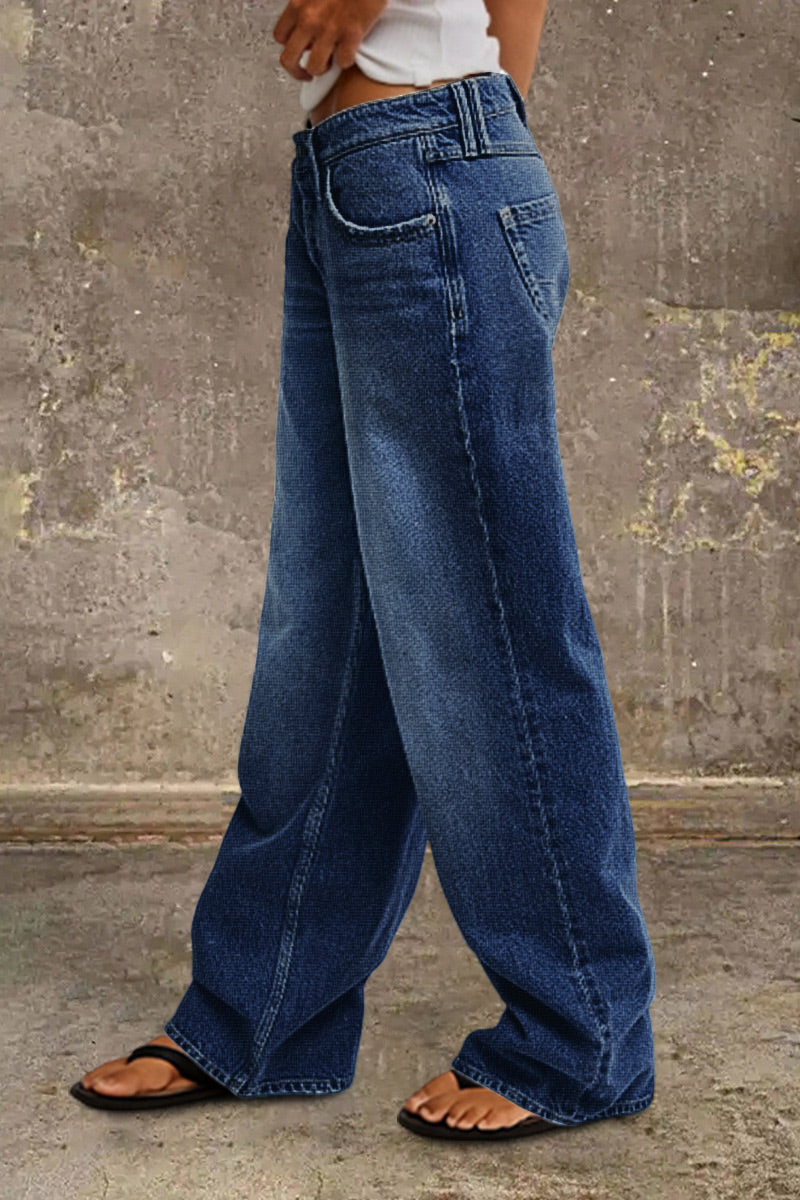María - Vaqueros Rectos en Denim Elástico