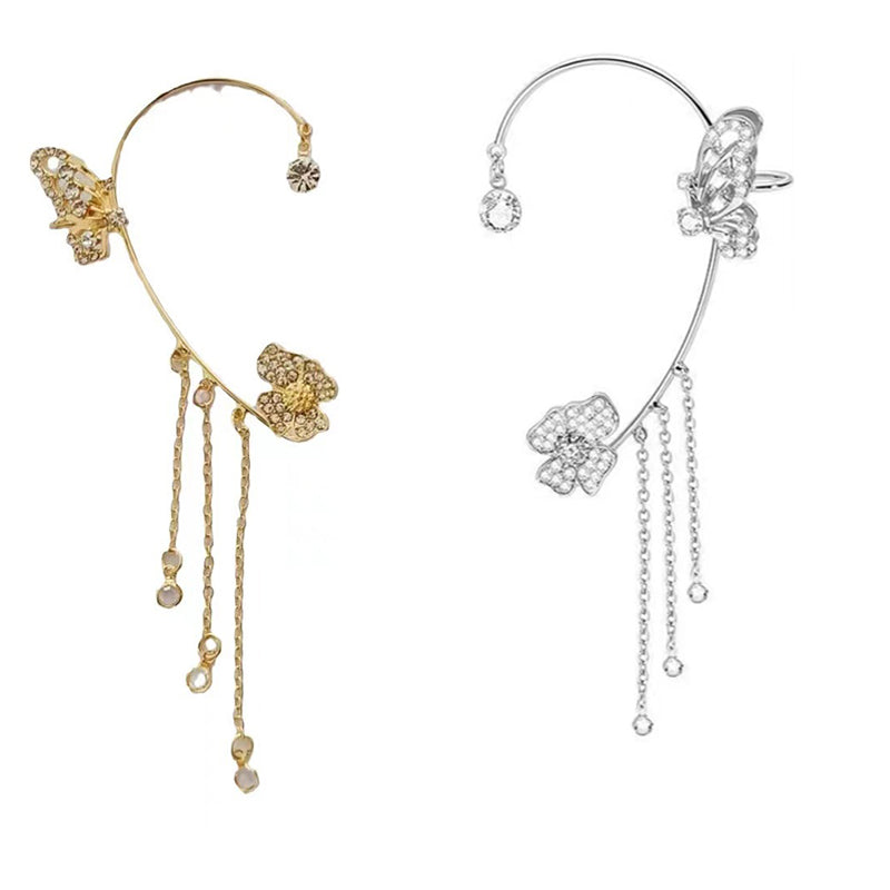 💕Especial San Valentín: 50 % de descuento💕Pendientes sencillos con motivos de mariposas y flores y borlas: elegantes y cómodos, sin necesidad de perforarse las orejas