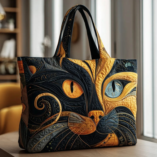Bolso artesanal con diseño de gato místico
