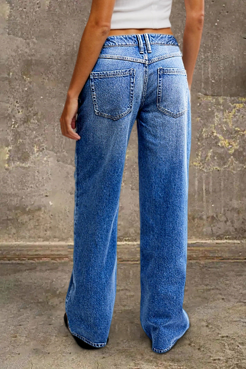 María - Vaqueros Rectos en Denim Elástico