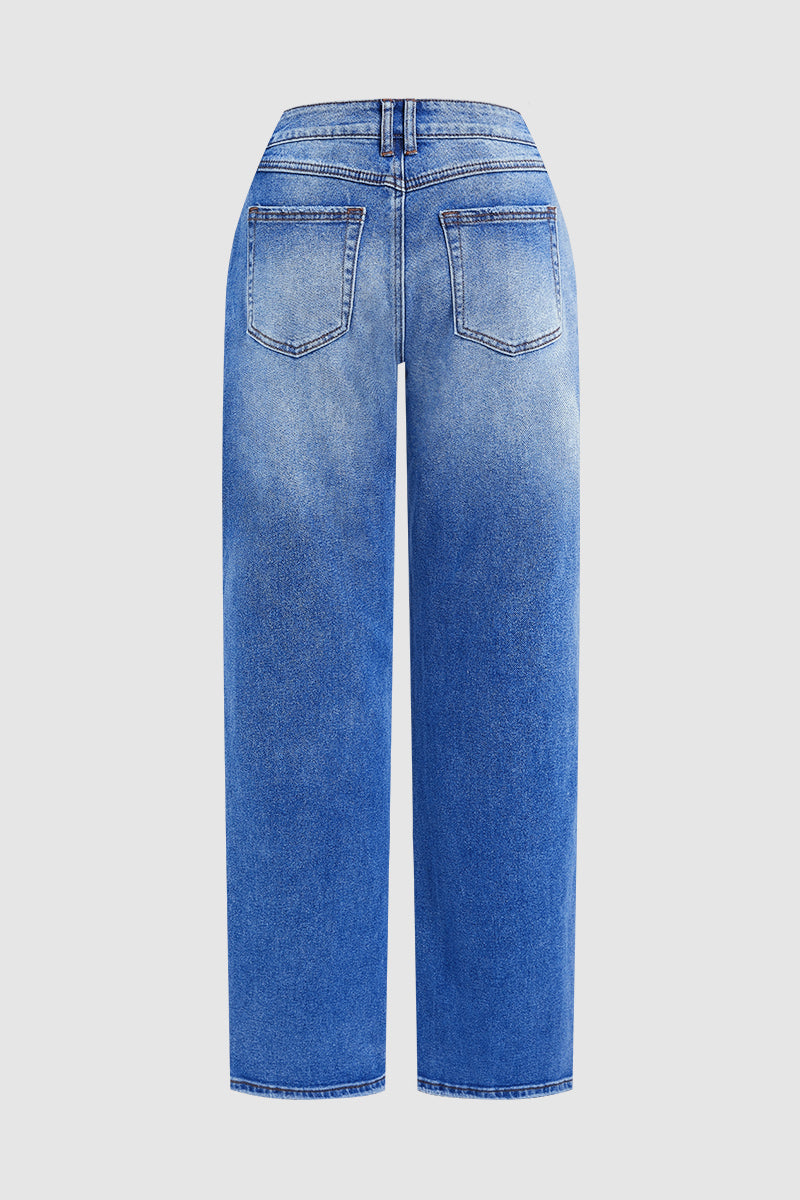 María - Vaqueros Rectos en Denim Elástico