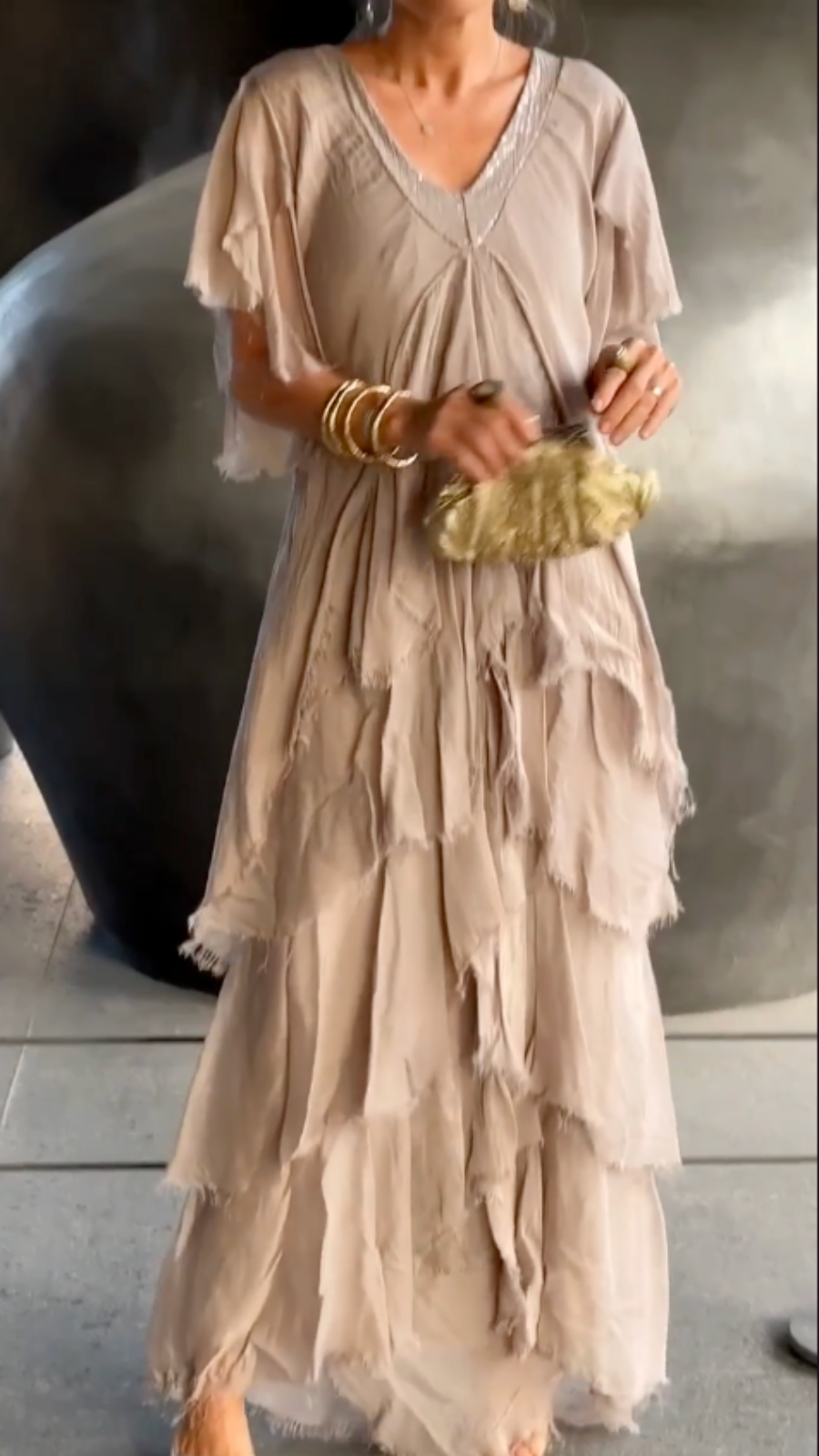 VESTIDO MAXI LUNA DRAPEADO