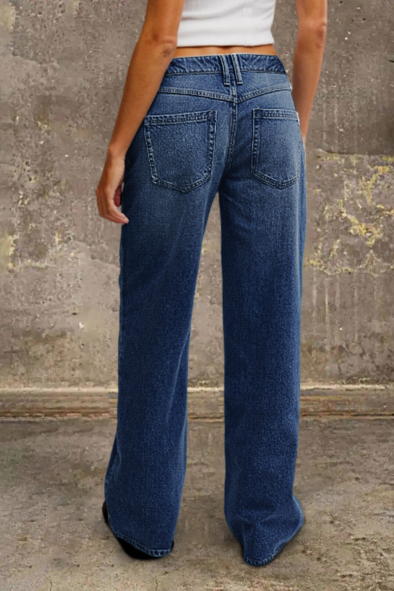 María - Vaqueros Rectos en Denim Elástico