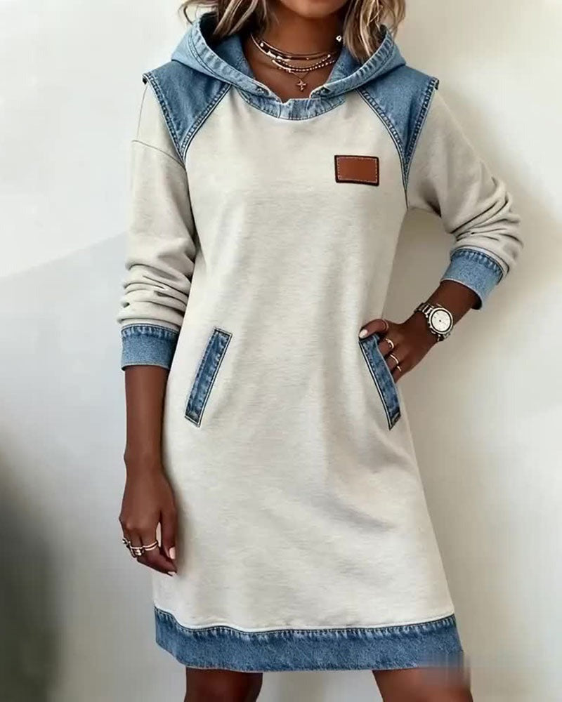 Vestido Casual Brooklyn™ con Capucha y Detalles Denim