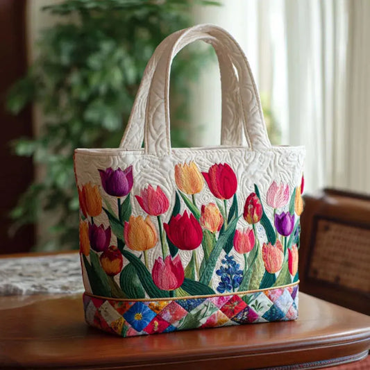Bolso acolchado con tulipanes