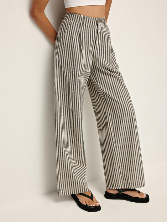 PINSTRIPE – PANTALONES DE TIRO ALTO CON RAYAS PARA MUJER