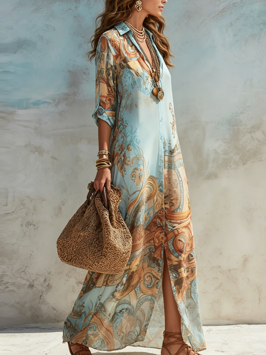 Isabel | Vestido camisero mediterráneo