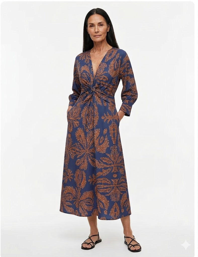 SILVANA™ | VESTIDO MIDI CON ESTAMPADO