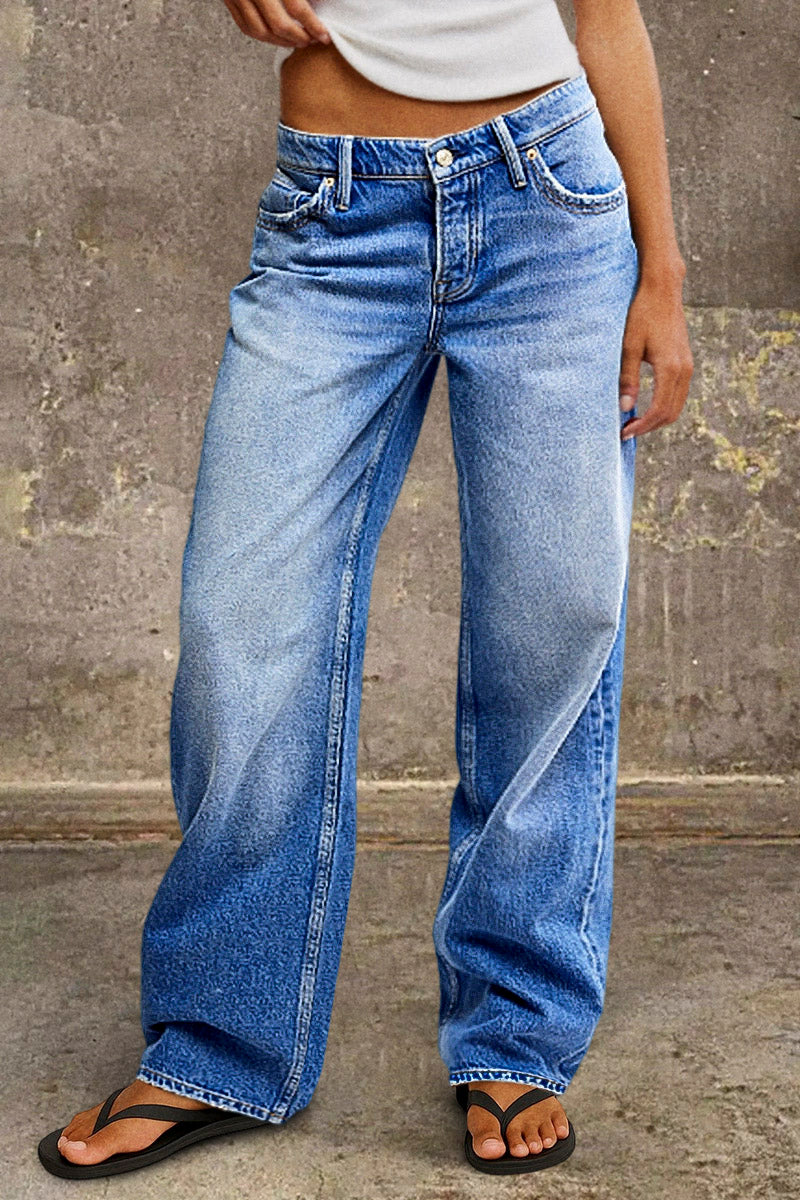 María - Vaqueros Rectos en Denim Elástico