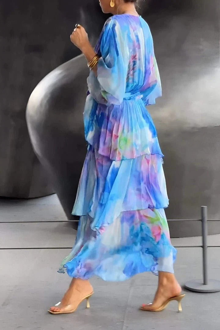VESTIDO MAXI BOHEMIO CON CAPAS