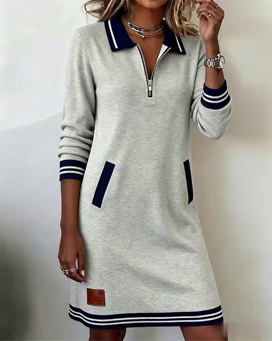 Vestido Casual de Punto Maria™ con Cremallera y Bolsillos
