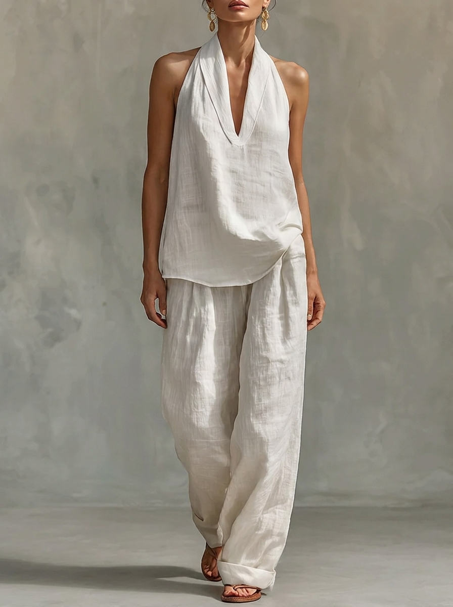 Sara || Conjunto sin mangas con pantalones de pierna ancha