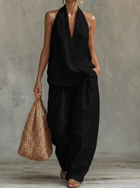 Sara || Conjunto sin mangas con pantalones de pierna ancha