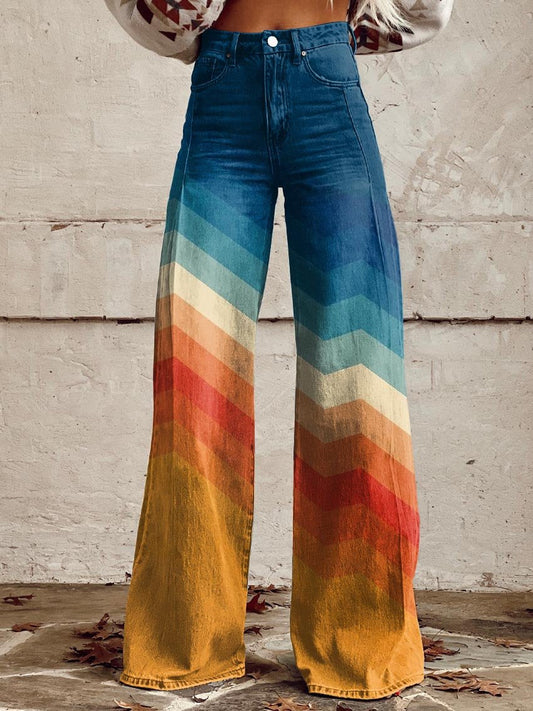 Lea - Pantalón elegante retro en zigzag