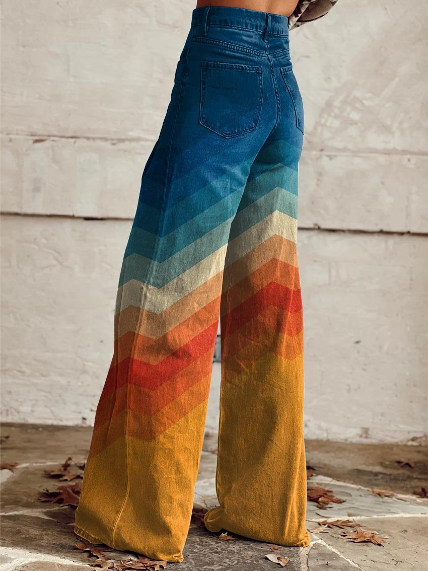 Lea - Pantalón elegante retro en zigzag