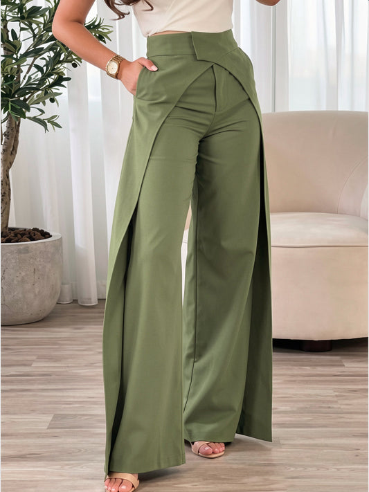 Sofía™ - Pantalón Mujer Talle Alto Pernera Ancha Con Diseño Único